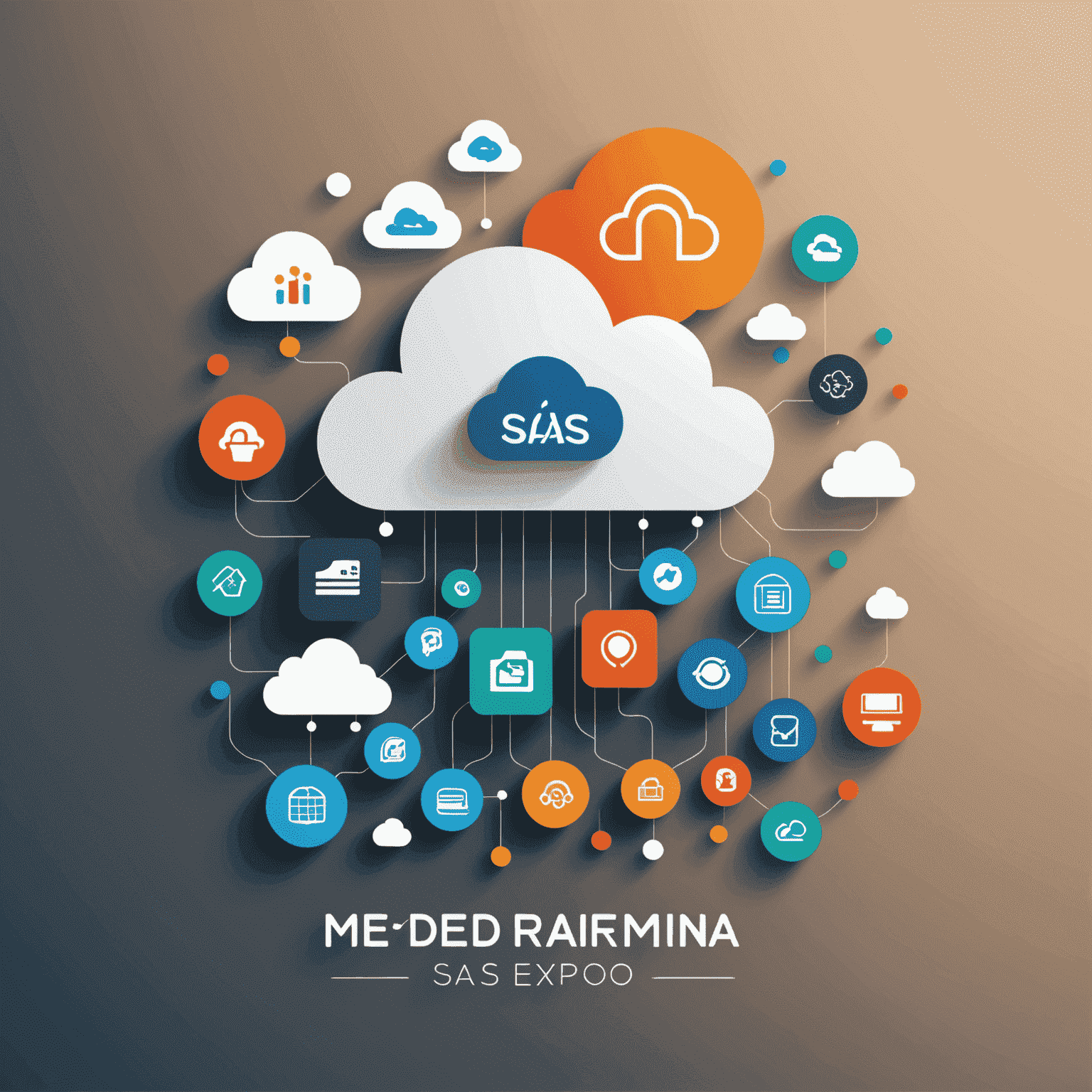 Merediania - SaaS & Cloud Technology Expo logo featuring stylized cloud and server icons