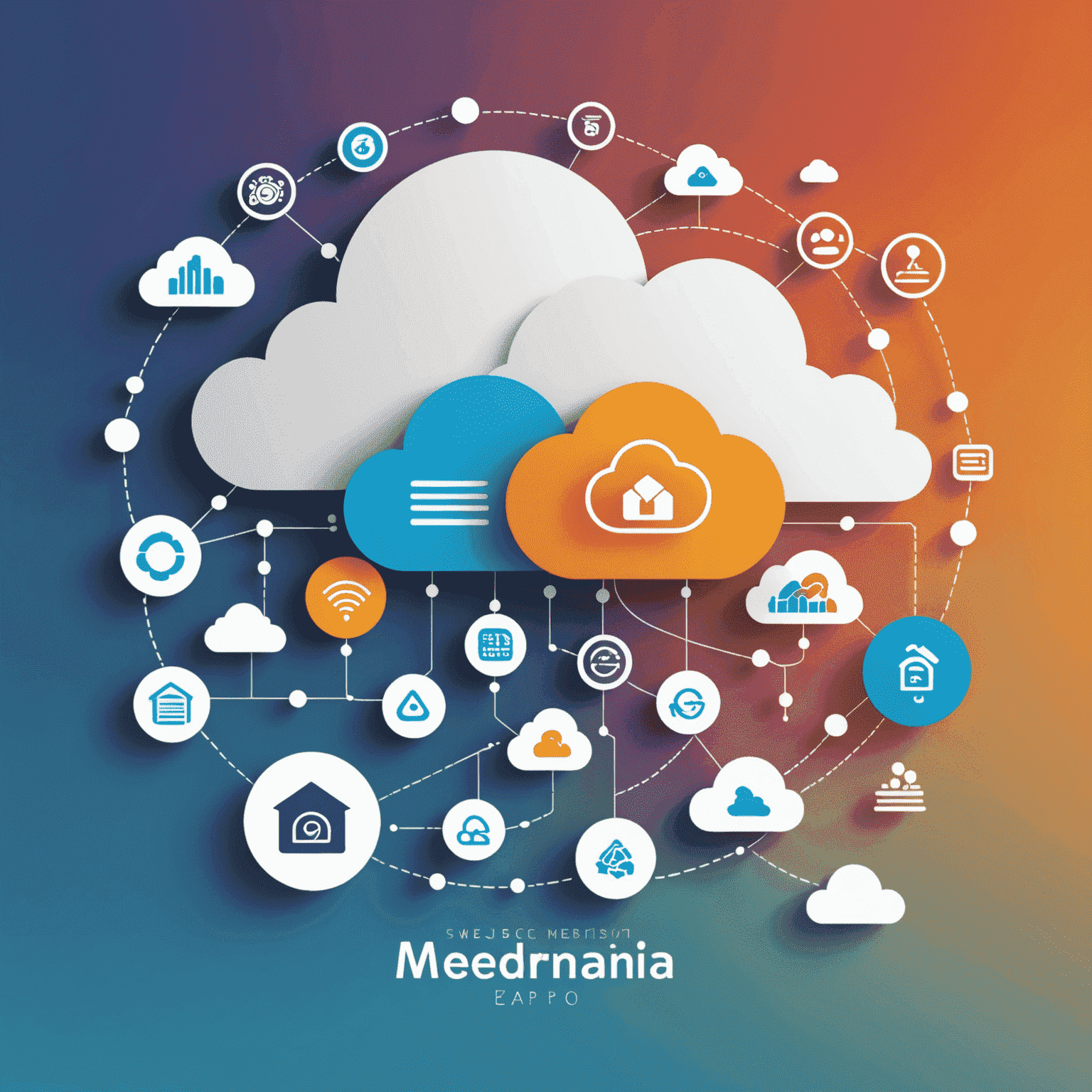 Merediania - SaaS & Cloud Technology Expo logo featuring stylized cloud and server icons