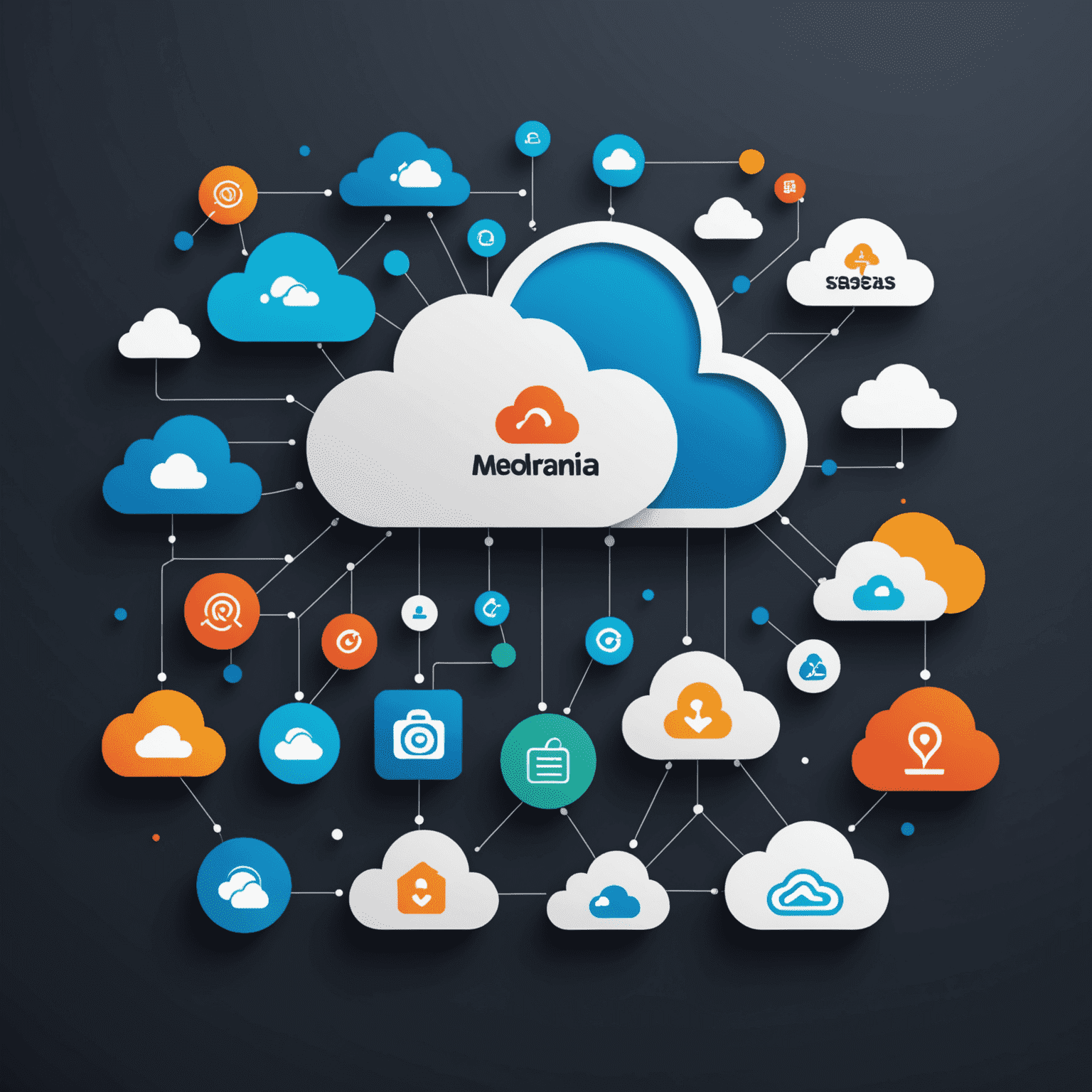 Merediania - SaaS & Cloud Technology Expo logo featuring stylized cloud and server icons