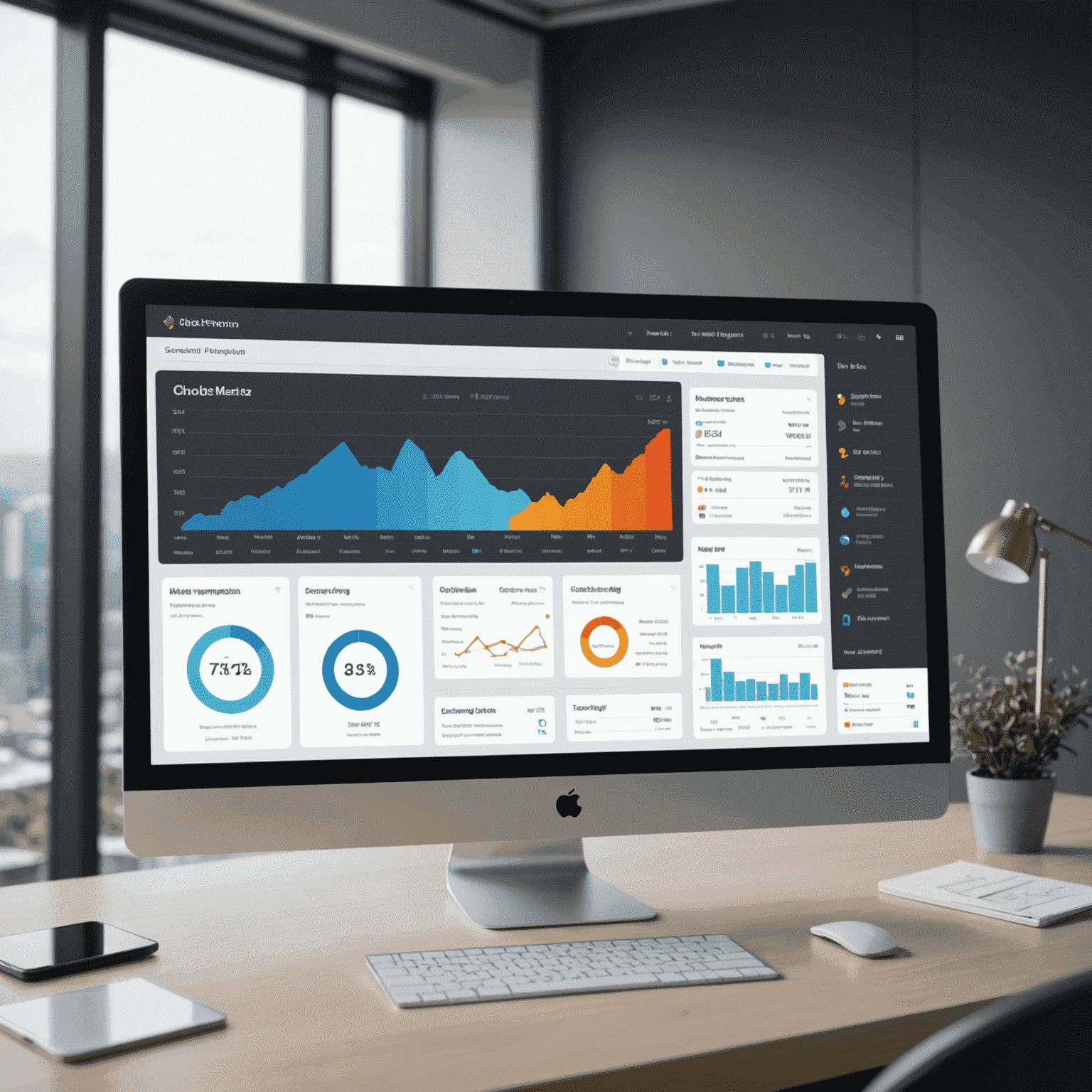 An animated interface mockup of a cloud management dashboard, showing real-time analytics, resource allocation, and scaling options. The interface is clean and modern, with subtle animations highlighting key features.